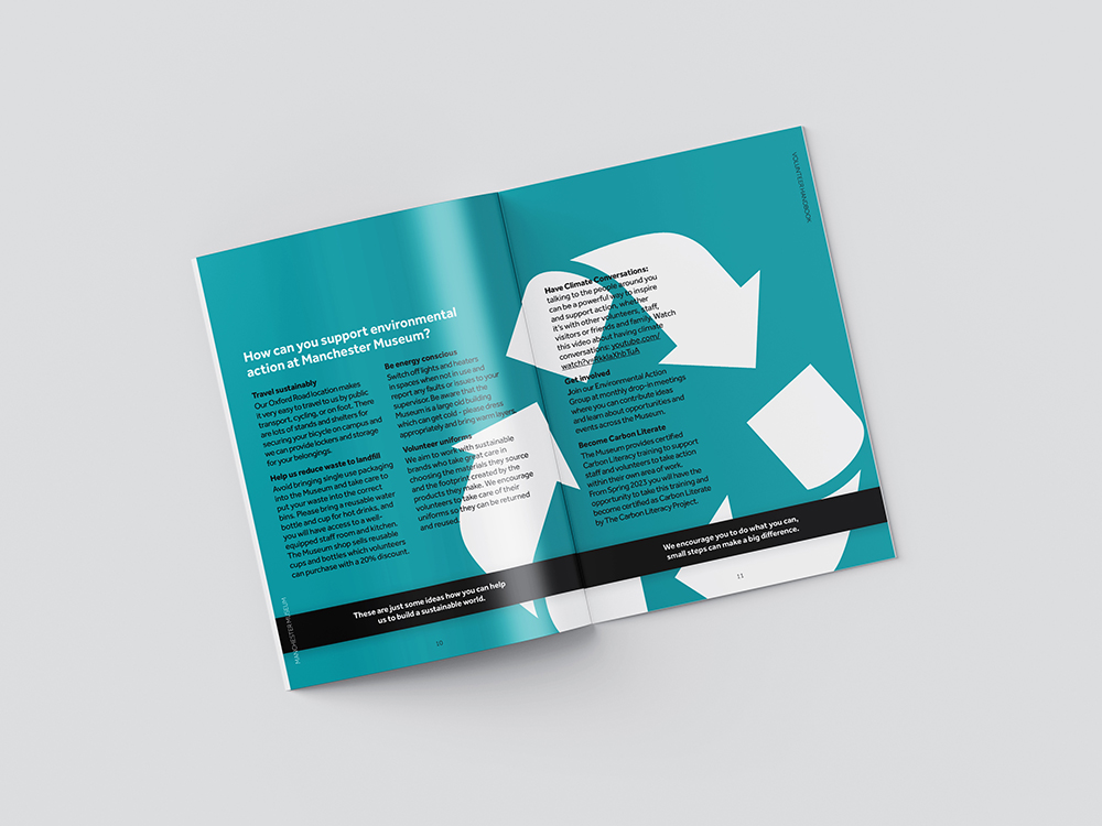 Manchester Museum Volunteer Handbook — environment spread